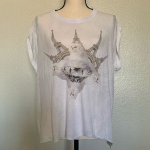 Wildfox white cat kitty diamond tower T-shirt